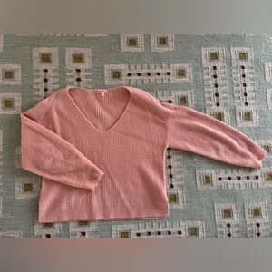 J. Crew Blush Pink Ribbed V‑Neck Sweater